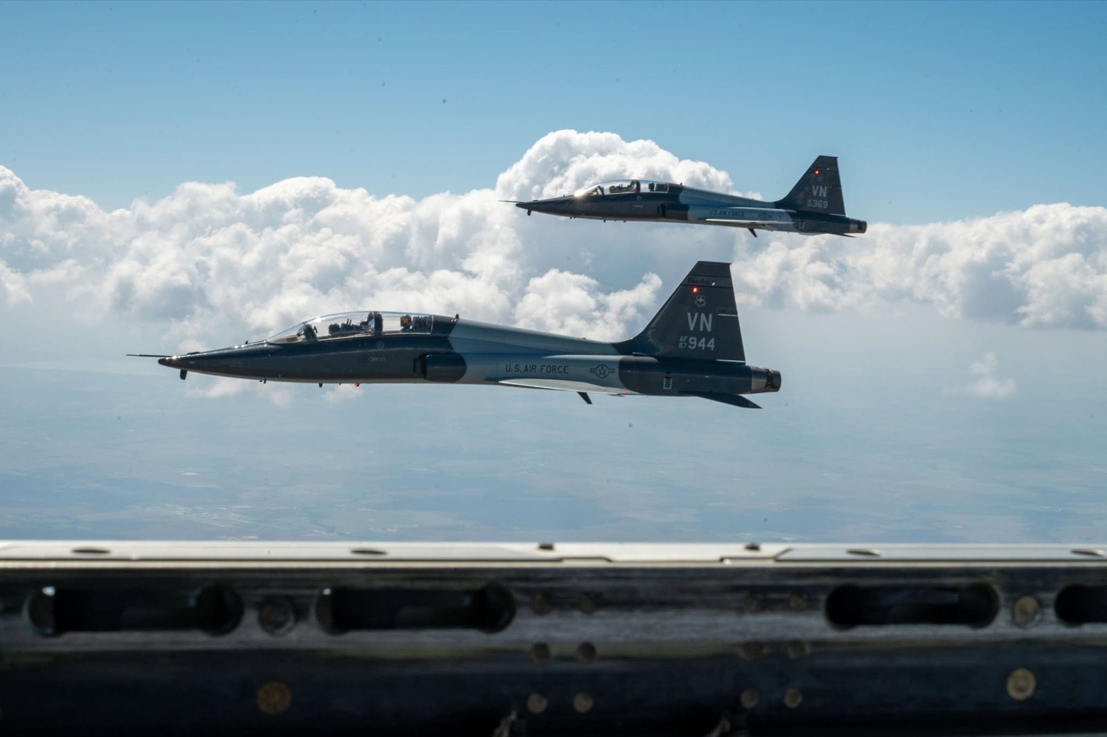 Two Vance T-38 aircraft in flight